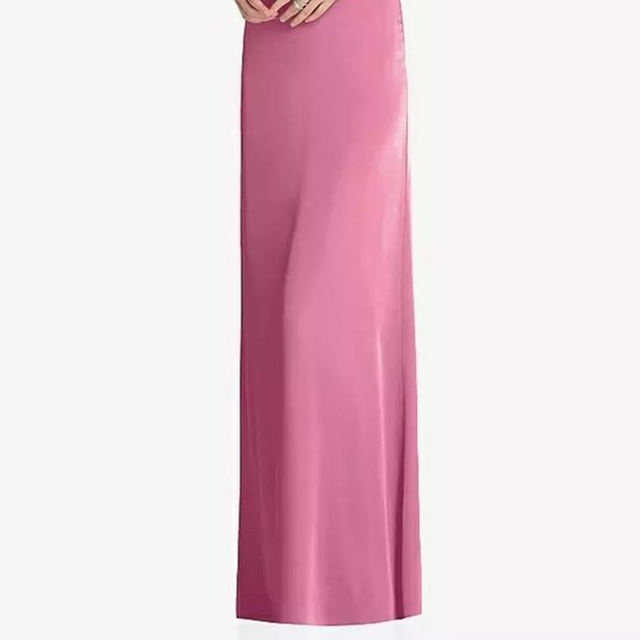 After Six 6855...Draped Twist Halter Low-Back Satin Empire Dress...Pink...Sz 12 - Picture 6 of 8